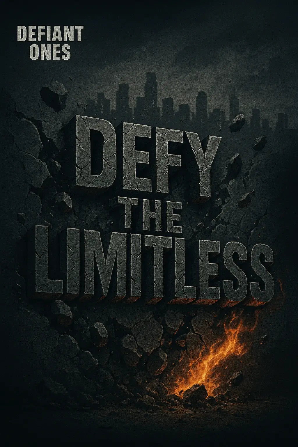 Defy the Limitless motivational streetwear image about breaking boundaries, relentless discipline and never settling