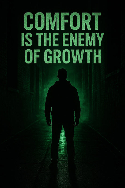 Comfort is the enemy of growth image representing discipline, pressure, personal growth and the Defiant Ones mindset