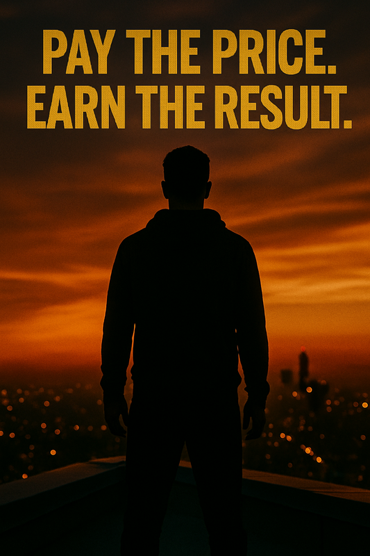 Success mindset motivational streetwear image about sacrifice, smart work, discipline and paying the price