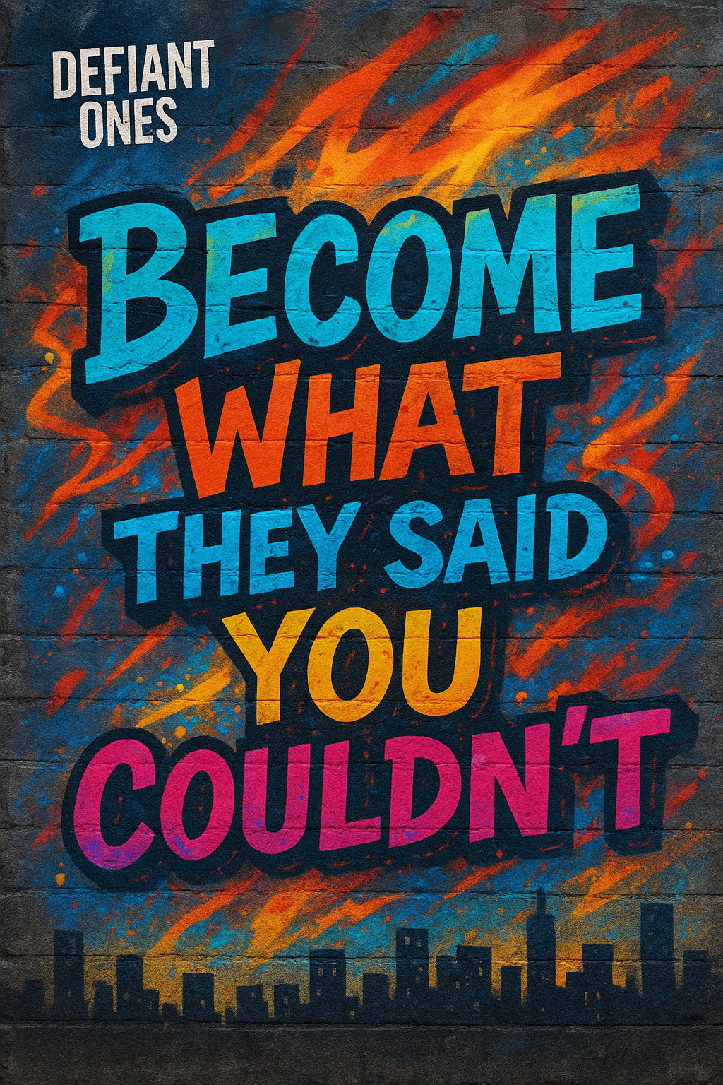 Become What They Said You Couldn’t motivational streetwear image about rebuilding, evolving and defying expectations
