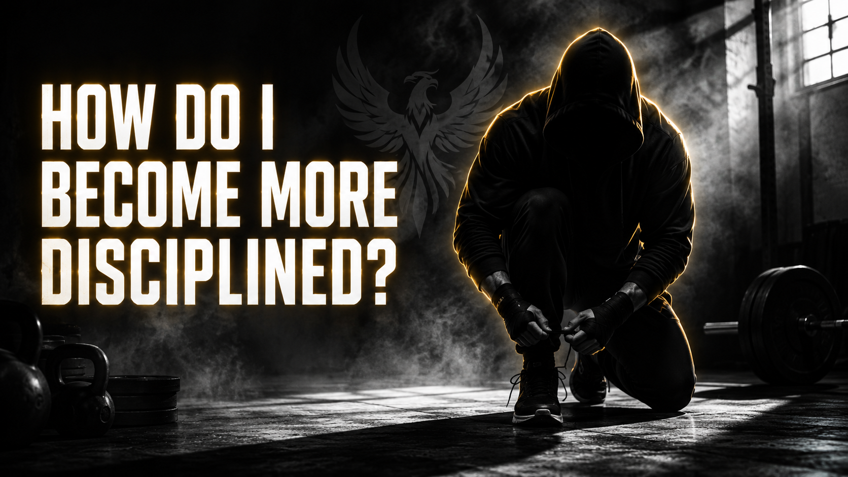 Black and white motivational image showing discipline, self-control and Defiant Ones Clothing grind mindset