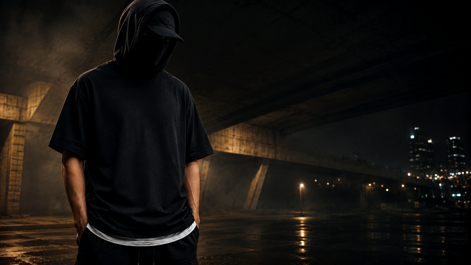 Brighter premium black heavyweight T-shirt streetwear category hero for Defiant Ones