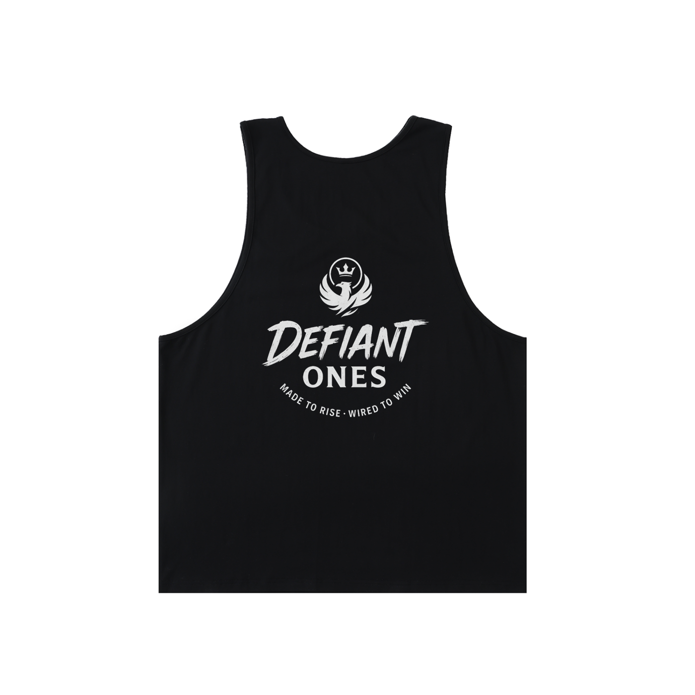 Black tank top with 'Defiant Ones' logo and text on a white background