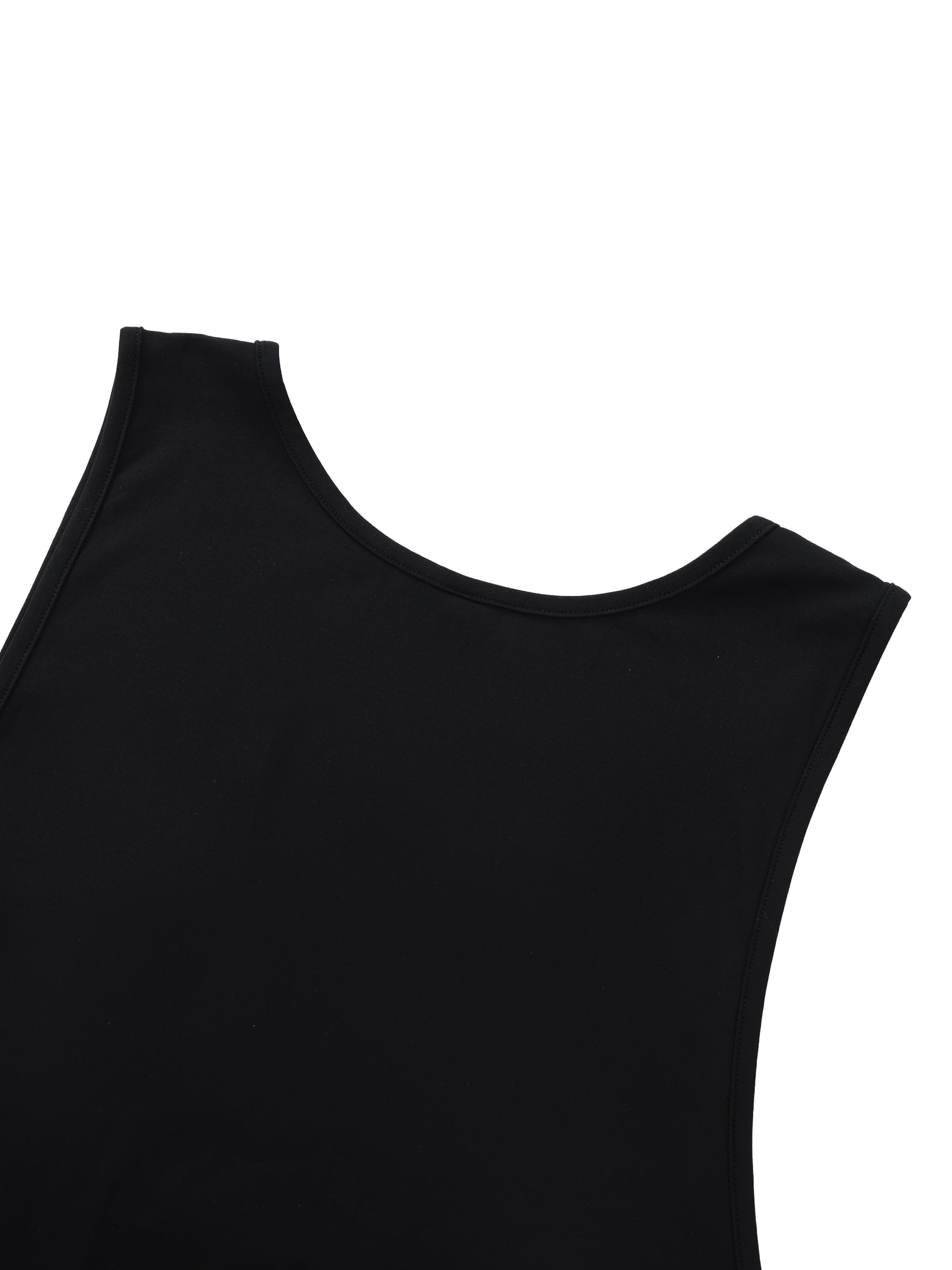 Black sleeveless top on a white background