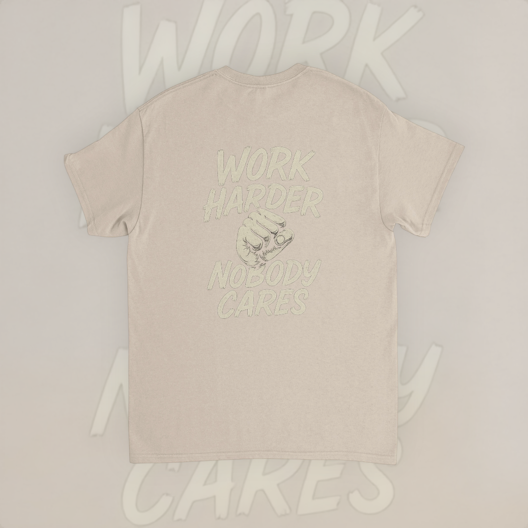 Work Harder No Cares Tee – Hustle Edition T-Shirt product image 4 – Defiant Ones Clothing